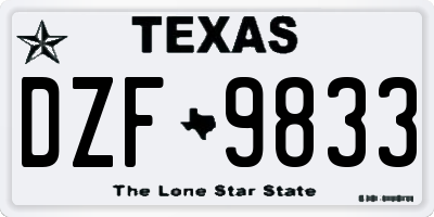 TX license plate DZF9833