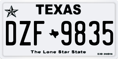 TX license plate DZF9835