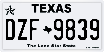 TX license plate DZF9839