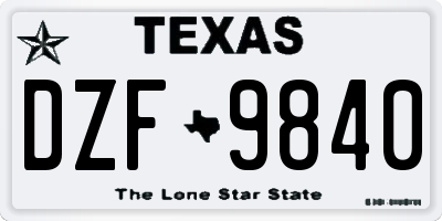 TX license plate DZF9840