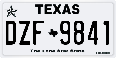 TX license plate DZF9841