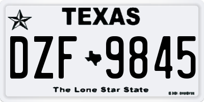 TX license plate DZF9845