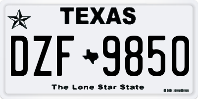 TX license plate DZF9850