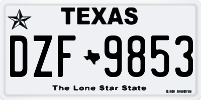 TX license plate DZF9853