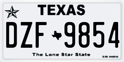 TX license plate DZF9854