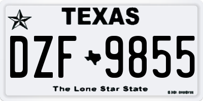 TX license plate DZF9855
