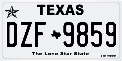 TX license plate DZF9859