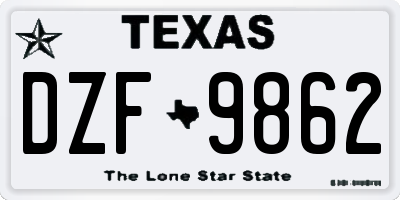 TX license plate DZF9862