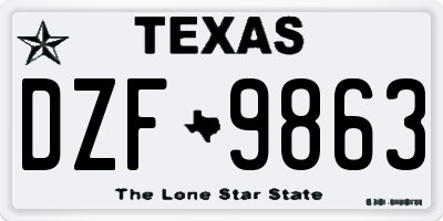 TX license plate DZF9863