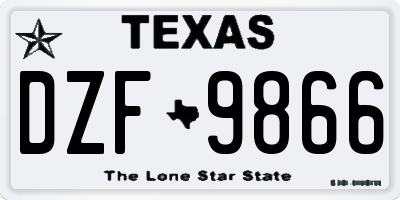 TX license plate DZF9866
