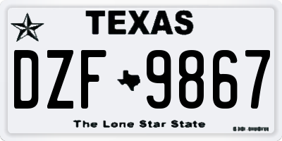 TX license plate DZF9867