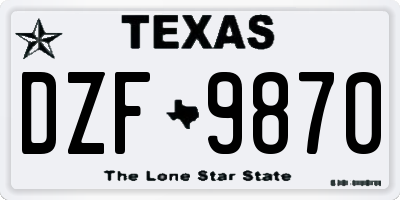 TX license plate DZF9870