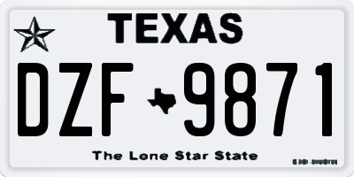 TX license plate DZF9871