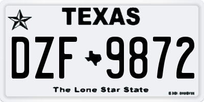 TX license plate DZF9872