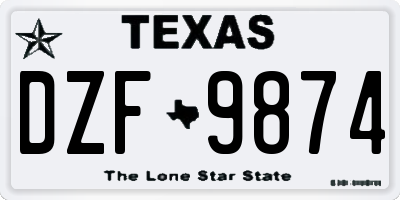 TX license plate DZF9874