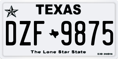 TX license plate DZF9875