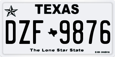 TX license plate DZF9876