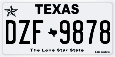 TX license plate DZF9878