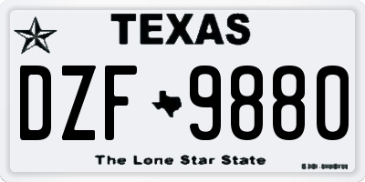 TX license plate DZF9880