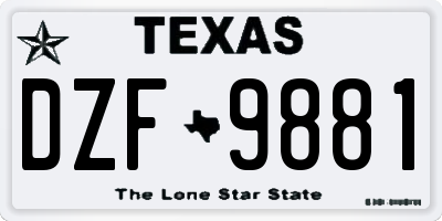TX license plate DZF9881