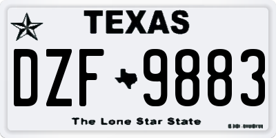 TX license plate DZF9883