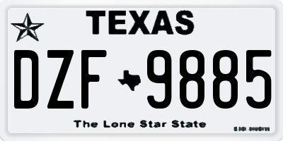 TX license plate DZF9885