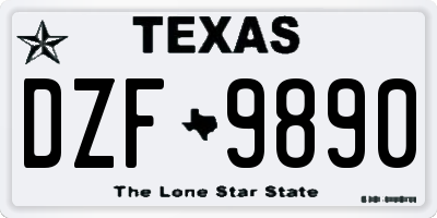 TX license plate DZF9890
