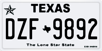 TX license plate DZF9892