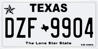 TX license plate DZF9904