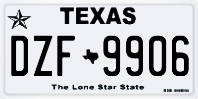 TX license plate DZF9906