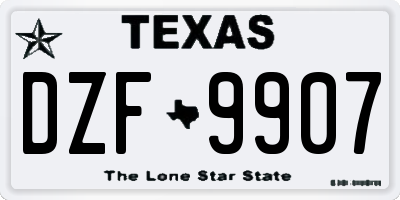 TX license plate DZF9907