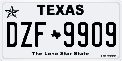 TX license plate DZF9909