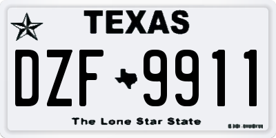 TX license plate DZF9911