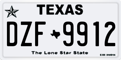 TX license plate DZF9912