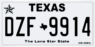 TX license plate DZF9914