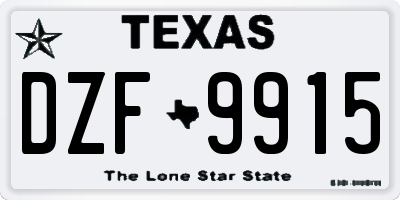 TX license plate DZF9915