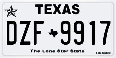 TX license plate DZF9917