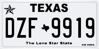 TX license plate DZF9919