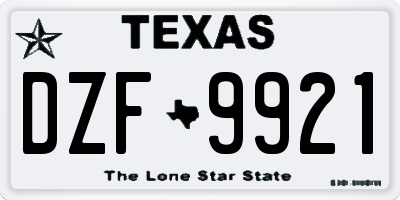 TX license plate DZF9921