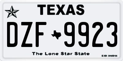 TX license plate DZF9923