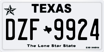 TX license plate DZF9924