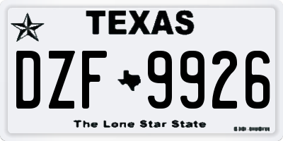 TX license plate DZF9926