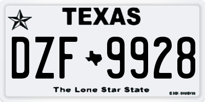TX license plate DZF9928
