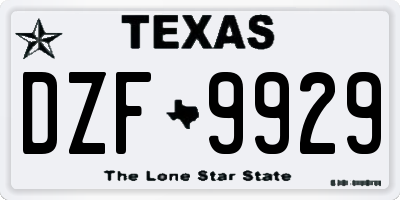 TX license plate DZF9929