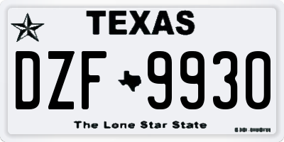 TX license plate DZF9930