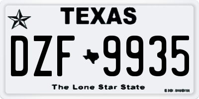 TX license plate DZF9935