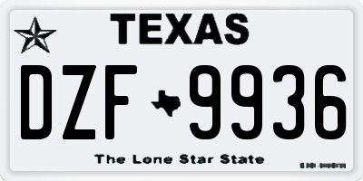 TX license plate DZF9936
