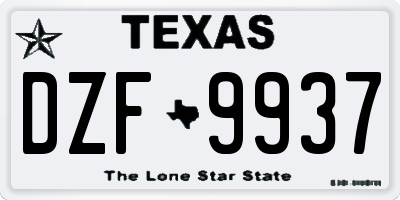 TX license plate DZF9937
