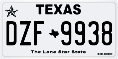 TX license plate DZF9938