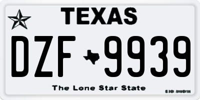 TX license plate DZF9939